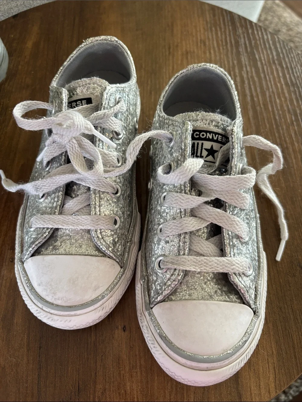 Converse Girls Silver Glitter Low-Top Sneakers